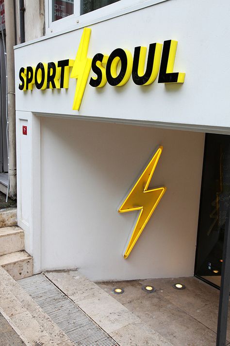 Sport-Soul-Store-Branding Signage Light, Restaurant Signage, Sign Inspiration, Store Signage, Retail Signage, Shop Signage, Building Signs, Exterior Signage, Shop Sign Design