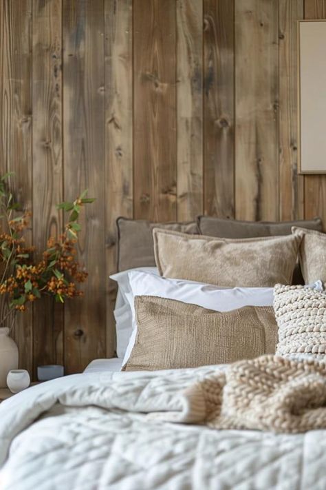 How To Put Up Barn Wood On Wall: Rustic Decor Techniques Wood On Wall, Barn Wood Wall Decor, Wall Behind Bed, Herringbone Wall, Barnwood Wall, Industrial Minimalist, Reclaimed Wood Wall, Durable Flooring, Farmhouse Charm