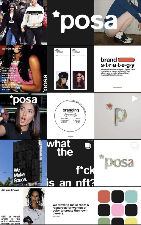 Graphic Design Instagram Layout, Agency Ig Feed, Puzzle Grid Instagram, Branding Agency Instagram Feed, Feed Pattern Instagram, Creative Studio Instagram Feed, Instagram Portfolio Design, Instagram Portfolio Ideas, Social Media Work Aesthetic