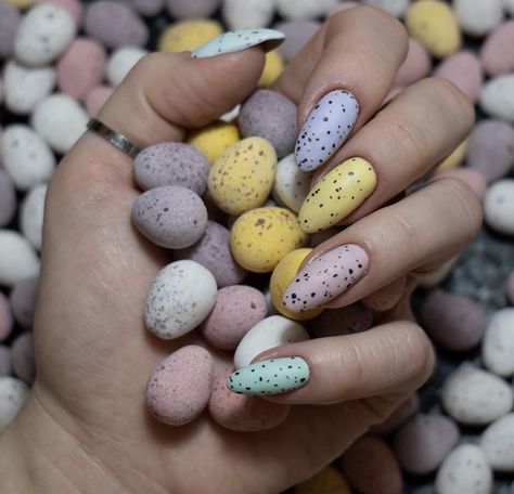 #fashion #topcoat #easter #easternaildesigns #easternails #speckle #nailart #easynaildesigns #easynailart #tutorial #nailtutorial #nailsart #eggs #minieggs #nailpaint Speckled Gel Nails, Speckled Egg Nails, Speckled Nails, Spring Nail Design, Easter Nail Designs, Mini Egg, Cute Spring Nails, Nail Gel Polish, Builder Gel