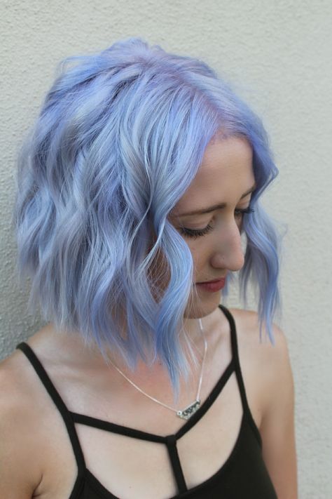 Blue hair lavender hair lilac hair long bob vivid mermaid Blue And Purple Ombre Hair Short, Light Blue Purple Hair, Silver Lavender Hair Short, Aether Hair, Lavender Blue Hair, Blue Lavender Hair, Short Light Blue Hair, Blue Bob Hair, Hair Long Bob