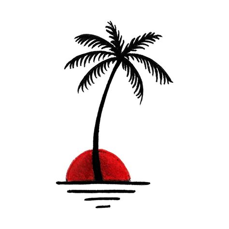 Paradise tattoo idea! Palm Tree Drawing, Tatuagem Masculina Pequena, Traditional Tattoo Old School, Paradise Tattoo, Realistic Temporary Tattoos, Palm Tattoos, Tree Tattoo Designs, Theme Tattoo, Beach Tattoo