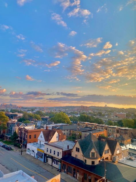 University Of Pittsburgh Aesthetic, Pennsylvania Aesthetic, Pittsburgh Aesthetic, Pittsburgh Apartments, Sunrise Apartment, Pitt University, Oakland Apartment, Purple Mountain Majesty, City View Apartment