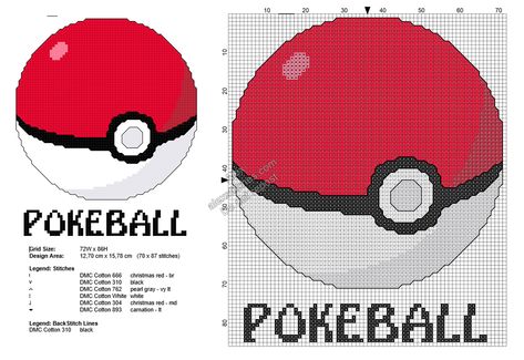 Pokemon Pokeball with text free cross stitch pattern 70x87 Pikachu Cross Stitch, Cross Stitch Ideas, Pokemon Blanket, Pokemon Cross Stitch Patterns, Stitch Games, Baby Cocoon Pattern, Crochet Ripple Blanket, Free Cross Stitch Pattern, Pokemon Cross Stitch