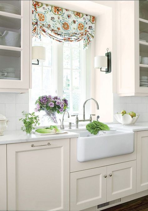 Kitchen Sconces 8 Ways to Dress Up the Kitchen Window {without using a curtain} Kitchen Sconces, Farmhouse Kitchen Curtains, Kitchen Sink Window, Kitchen Window Curtains, Kitchen Ikea, Window Decorations, Real Estat, Kitchen Window Treatments, White Kitchen Design