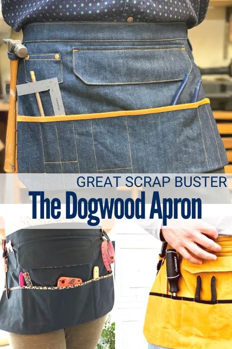 Dogwood Apron Sewing Pattern – Sewing With Scraps Tool Apron Pattern, Waist Apron With Pockets Pattern Free, Gardening Apron Pattern, Sewing With Scraps, Apron Pattern Free, Quick Projects, Utility Apron, Apron Sewing, Thread Catcher