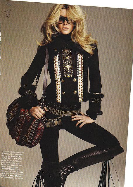 Bazaar July 2008: Gucci Studded Jacket Hilary Rhoda, Winter 23, Studded Jacket, Fashion Articles, Fashion Advertising, A Magazine, Mode Inspo, Bella Hadid, Rococo