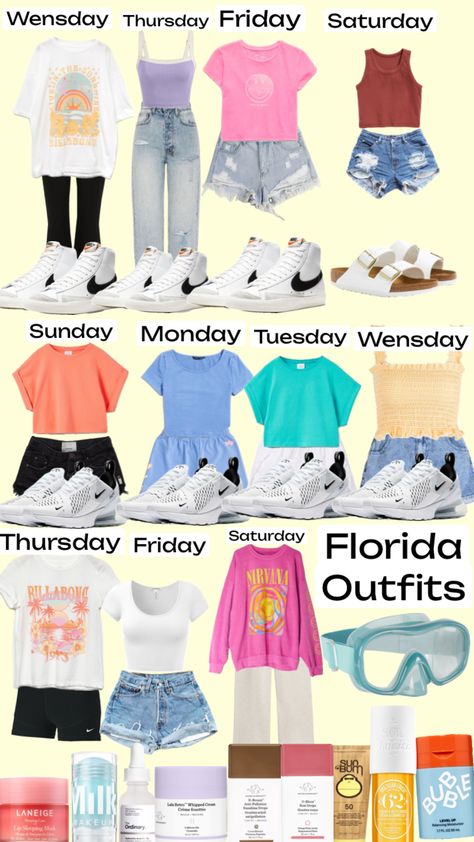 My outfits for Florida Outfits For Florida, Nirvana Outfit, Cute Middle School Outfits, Cute Travel Outfits, Cute Nike Outfits, Casual Preppy Outfits, Trendy Outfits For Teens, Everyday Fashion Outfits, Weekly Outfits