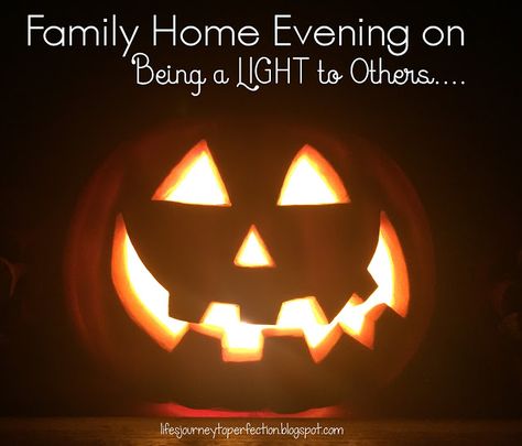 Family Home Evening on Being the Light to Others: How Carving a pumpkin can help us understand how to be a light to others. Incorporating a General Conference talk. Halloween Activity Days, Pumpkin Lessons, Carving A Pumpkin, Family Home Evening Lessons, Halloween Lesson, Crafts Printable, Lds Lessons, Activity Day Girls, Church Inspiration