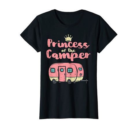 Princess Of Camper Cute Camping Van Trailer RV Kids Girls T-Shirt (As an Amazon Associate I earn from qualifying purchases) Camping Jokes, Glamping Shirts, Camper Camping, Funny Camping, Womens Tops Dressy, Camping Lovers, Gifts For Campers, Camping Humor, Womens Tops Summer