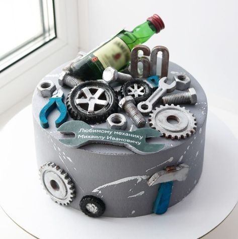 Mechanic Birthday Cake For Men, Car Cake For Men, Mechanics Birthday Cake, 30th Birthday Cakes For Men, Mechanic Cake, Car Cakes For Men, Chess Cake, Construction Cake, Photo Cake Topper