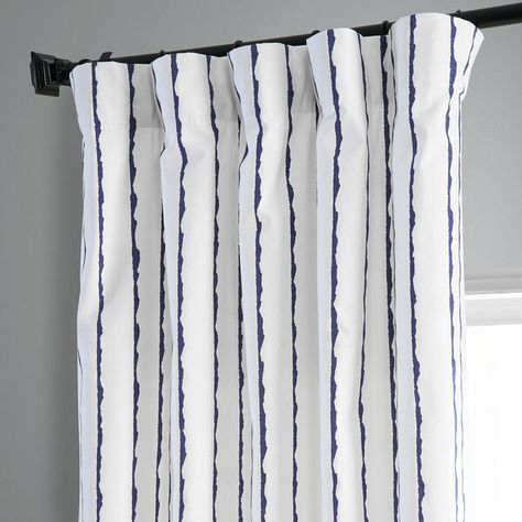 Shop Bellacor for Sharkskin Blue Printed Cotton Single Panel Curtain by Exclusive Fabrics & Furnishings and other Curtains & Drapes for your home. Free shipping on most lighting, furniture and decor every day. Navy And White Curtains, Blue And White Curtains, Printed Cotton Curtain, Drapery Styles, French Pleat, Half Price Drapes, Silk Curtains, Striped Curtains, Blue Curtains