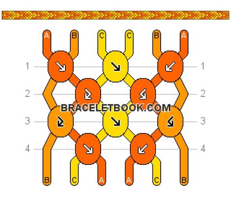 3 Colour Friendship Bracelet Patterns, Friendship Bracelets With 6 Strings, Bracelet Patterns With 6 Strings, 3 Colour Friendship Bracelet, Friendship Bracelets Patterns 6 Strings, Intermediate Friendship Bracelet Pattern, Bracelet Patterns 3 Strings, Friendship Bracelets 6 Strings, Orange Bracelet Pattern