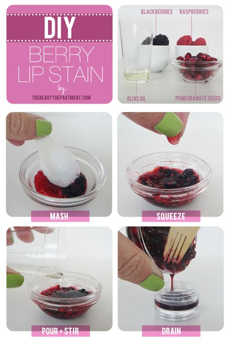 DIY Berry Lip Stain Natural Lip Stain, Berry Lips, Natural Beauty Diy, Diy Kosmetik, Diy Lips, The Beauty Department, Homemade Beauty, Beauty Diy, Natural Beauty Tips