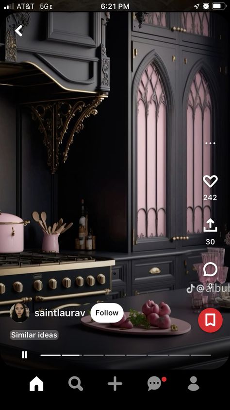 Fantasy Interior, Feminine Era, Decor Bedroom Ideas, Gothic Kitchen, Gothic Interior, Garden Decoration Ideas, Interesting Architecture, Basement Reno, Dark Home Decor