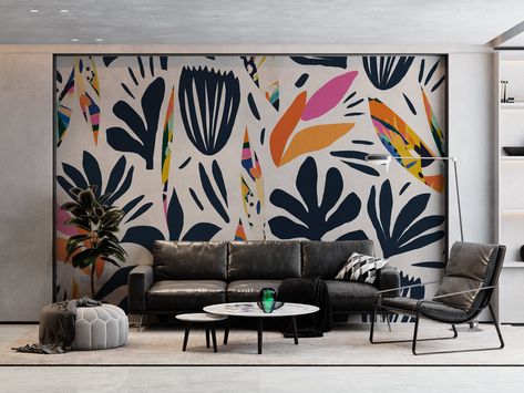 Excited to share the latest addition to my #etsy shop: Exotic Abstract Organic Plants Wallpaper Colorful Design Wall Decor Illustration Peel and Stick Wall Mural https://etsy.me/3FGo8mU #entryway #modernwallpaper #prepastedwallpaper #elegantwallpaper #removablewallpap Mural Color Palette, Monochrome Wallpaper, Wall Murals Painted, Temporary Wallpaper, Plant Wallpaper, Wall Decor Design, Black And White Wallpaper, Leaf Wallpaper, Modern Wallpaper