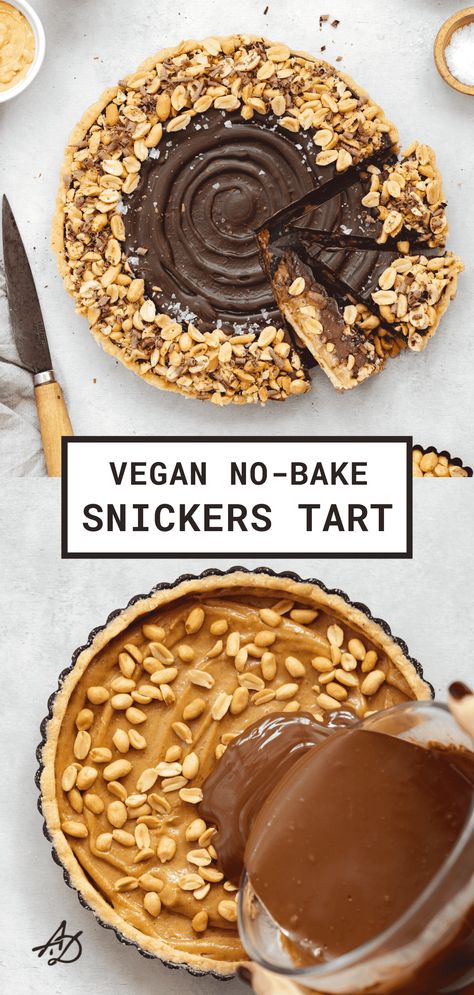 Vegan Snickers, Patisserie Vegan, Vegan Baking Recipes, Raw Vegan Desserts, Plant Based Desserts, Vegan Bakery, Desserts Vegan, Raw Desserts, Deilig Mat