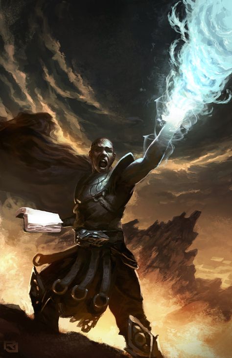 The Prophet's Rage by Rob-Joseph | Digital Art / Drawings & Paintings / Fantasy | Mage sorceror spellbook Magic User, Battle Mage, Powerful Spells, Fantasy Wizard, Male Character, Fantasy Male, Wow Art, Fantasy Concept Art, High Fantasy