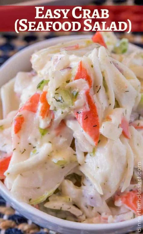 Crab Salad (Seafood Salad) - Dinner, then Dessert Crab Seafood Salad, Seafood Salad Recipe, Crab Meat Salad, Crab Pasta Salad, Crab Pasta, Crab Salad Recipe, Sea Food Salad Recipes, Chinese Buffet, Salad Appetizer