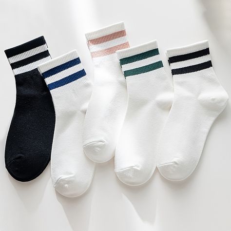 Faster shipping. Better service Outdoor Socks, Summer Sock, Women Crew Socks, Striped Socks, Style Minimaliste, Calf Socks, Tube Socks, Summer Knitting, Short Socks