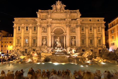 Trevi Fountain, Rome, Italy. Night scene of famous Trevi Fountain in Rome, Italy , #Aff, #Italy, #Night, #scene, #Trevi, #Fountain #ad Italy Night, Fountain In Rome, Trevi Fountain Rome, Rome Photo, Italian Architecture, Trevi Fountain, Italy Art, Night Scene, Stock Photography Free