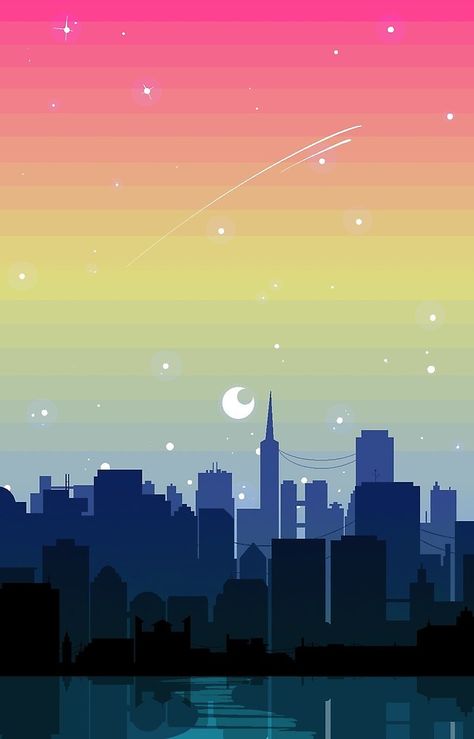 Pansexual Pride, Retro Wallpaper, The Moon, Cityscape, Moon