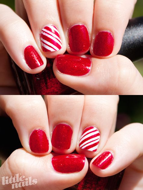 christmas nail art Christmas Candy Cane Nails, Nails December, December Nails, Candy Cane Nails, Nails Christmas, Candy Cane Stripes, Super Nails, Nails 2020, Christmas Nail Art