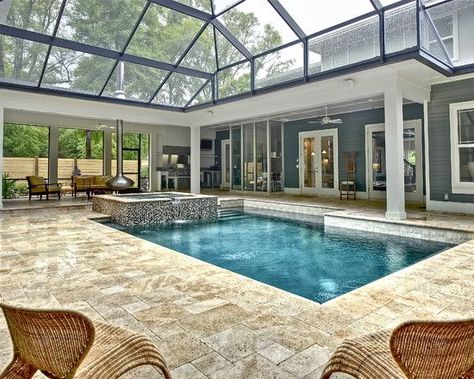 Screen Pool Patio Ideas, Outdoor Pool Decor, Pool Patio Furniture, Indoor Swimming Pool Design, Screened Pool, Pergola Diy, Indoor Pool Design, Pool House Designs, Swimming Pool Decks