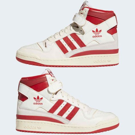 Adidas High Tops, Power Red, Adidas Forum, Swag Shoes, Red Adidas, Adidas Gazelle Sneaker, Cloud White, Adidas Superstar Sneaker, High Top Shoes