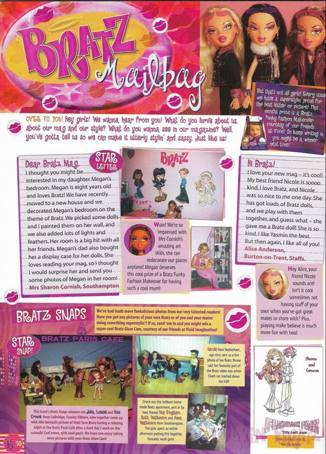 Bratz Magazine Template, Matchbox Collage, Bratz Magazine, Y2k Magazine, 2000s Magazines, English Magazine, Art Content, Teen Magazine, Style Makeover