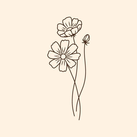 Tender flowers 🖤 #flowers #floralicons #florallogo #plantillustration #botanicelements #botanical #logoelements #lineicons #lineart #lineillustration #handdrawn #simpleillustration #natalieartshop #etsy #etsyshop #designcuts #digitaldrawing #digitalartist Cosmo Line Drawing, Cosmos Flower Drawing Simple, Flower Outline Drawing Simple, Cosmo Flower Drawing, Flask Drawing, Flower Cosmos, Logo Elements, Cross Stitch Tutorial, Lab Logo