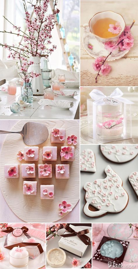 It’s cherry blossom season and there are so many ways to incorporate these blooms in to your parties this spring! From flowers to food and favors, here is some inspiration for showering a mom-to-be or even a bride-to-be with all things cherry blossom-inspired: Sakura Party, Sakura Cake, Spring Bridal Shower Favors, Mulan Party, Cherry Blossom Wedding Theme, Cherry Blossom Party, Sakura Wedding, Spring Tea Party, Japanese Party