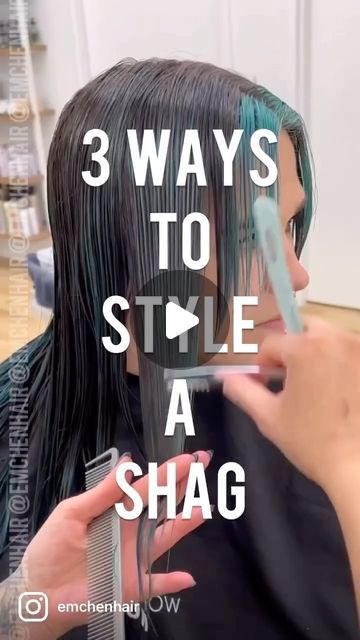 Shag Blowout Tutorial, How To Style Medium Shag Haircuts, Medium Shag With Wispy Bangs, How To Curl Shag Haircut, How To Style A Shag Haircut With Bangs, How To Style Choppy Layers, Styling Shaggy Hair, Long Shag Wavy Hair, How To Style Shaggy Hair Tutorial