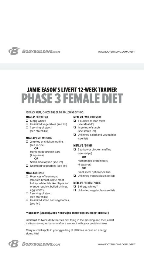 Phase 3 diet Competition Diet For Women, Female Bodybuilder Diet, Bodybuilding Meal Prep Female, Shredding Diet For Women, Bodybuilding Diet For Women, Jamie Eason Meal Plan, Bodybuilder Diet For Women, Body Building Diet For Women, Female Bodybuilding Diet