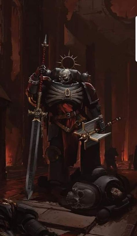 Black Templar Chaplain, Power Swords 40k, Black Templars 40k, Space Marine Chaplain, Space Marine Art, Metal Lighter, Caracter Design, 40k Art, Marine Colors