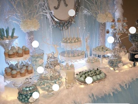 Snow Birthday Theme, Winter Theme Food, Winter Themed Desserts, Formal Decor, Food Set Up, Winter Wonderland Birthday, Wonderland Birthday, Sweets Table, 2024 Christmas