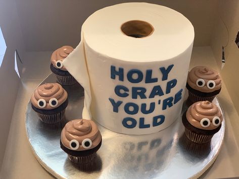 Poop Cake, 60th Birthday Ideas For Dad, Toilet Paper Cake, Emoji Cupcakes, Tårta Design, Cake Design For Men, Emoji Cake, 80 Birthday Cake, Dad Birthday Cakes