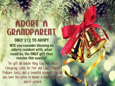 ADOPT A GRANDPARENT IS BACK! 👴👵🎄My fabulous unit and I are on a mission to adopt 200 grandparents for the Christmas season! I will personally be matching every donation so your $13 gift will bless 2 seniors with a little extra love this season. 💝🎁 Please message me if you want to help us as we spread extra love and cheer to those in need! Thank you!!🎄🎁❤️💚 #passonthelove #giveback #community #adoptagrandparent #mymklife Mary Kay Christmas, Pedicure Socks, In A Pickle, Mary Kay Business, Giving Back, Christmas Season, Mary Kay, My Business, Christmas Seasons