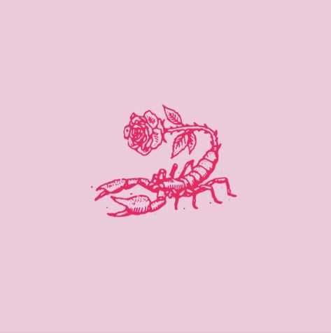 Pink Scorpion Tattoo, Scorpio Pink Aesthetic, Pink Scorpio Aesthetic, Pink Hippie Wallpaper, Scorpion Rose Tattoo, Pink Tattoo Aesthetic, Pink Scorpio, Scorpio Aesthetic, Heart Tattoo Ideas