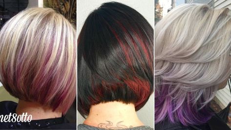 40 Ideas of Peek a Boo Highlights for Any Hair Color Peek A Boo Hair Color Ideas, Peek A Boo Highlights, Peek A Boo Hair, Purple Peekaboo Highlights, Blonde Peekaboo Highlights, Highlight Ideas, Peekaboo Highlights, Peekaboo Hair, Purple Highlights