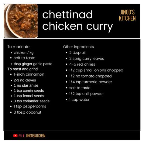 Chettinad chicken curry recipe - South Indian chicken curry Jinoo's Kitchen Chettinad Chicken Curry Recipe, Chettinad Chicken Curry, South Indian Chicken Recipes, South Indian Chicken Curry, Indian Chicken Curry Recipe, Chettinad Chicken, Indian Chicken Curry, Indian Chicken Recipes, Chicken Curry Recipe