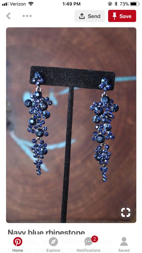 Sapphire Dangle Crystal Earrings For Party, Sapphire Crystal Dangle Earrings For Party, Blue Crystal Chandelier Earrings For Party, Evening Blue Crystal Earrings With Rhinestones, Sapphire Crystal Earrings For Party, Jewelry For Navy Blue, Prom Jewelry Earrings, Navy Bracelet, Blue Statement Earrings