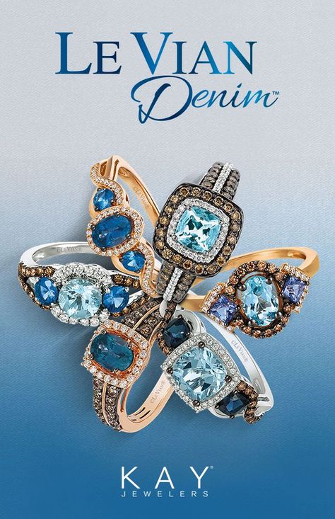 Le Vian combines signature Chocolate Diamonds with sapphire, topaz and tanzanite for distinctive rings that are the perfect gift for any denim-lover. Shop the collection at Kay Jewelers. Chocolate Diamonds, Le Vian, Kay Jewelers, Bling Rings, Pretty Jewellery, Best Gift, The Collection, Beautiful Rings, Beautiful Jewelry