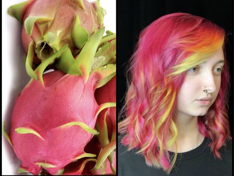 “ Dragon fruit hair ” My inspiration was a Dragon Fruit💥the result is gorgeous #dragonfruit #dragonfruithair #hairartist #hairstylist #magentahair #smsco #smsconancy #behindthechair_com #lifestyle #houstonstylist #loveisinthehair #kenracolor #kenraneons Dragon Fruit Hair Color, Dragon Fruit Character, Dragon Fruit Pitaya, Kenra Color, Magenta Hair, Colored Hair, Artistic Hair, Color Inspo, A Dragon