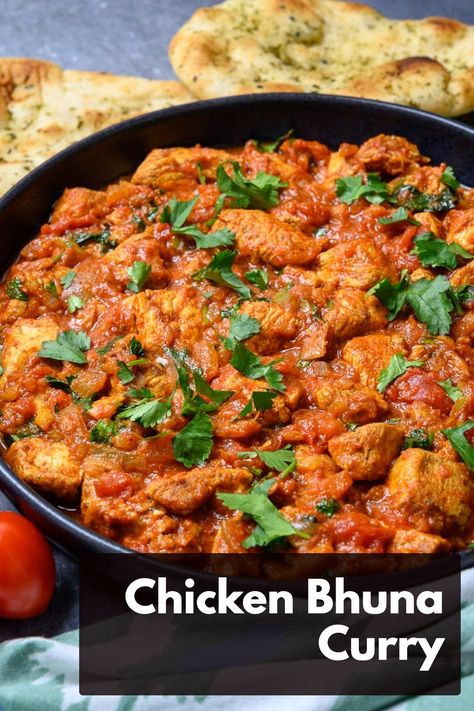 Looking for a meal with a kick? This chicken bhuna curry might be your next favorite. It's a hearty, spicy dish that's sure to add a little excitement to your regular dinner lineup. Bhuna Chicken Recipe, Chicken Bhuna, Chicken Breast Curry, Chicken Breast Casserole Recipes, Curry Recipes Easy, Hilarious Dogs, Popular Dinner Recipes, Better Than Takeout, Cozy Dinner