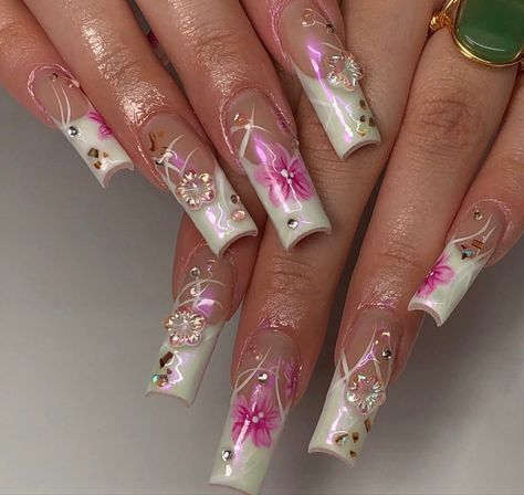 Nails Yellow, Airbrush Nails, Long Acrylic, Soft Nails, Nail Swag, Bling Acrylic Nails, February 8, Pink Acrylic Nails, Nagel Inspo