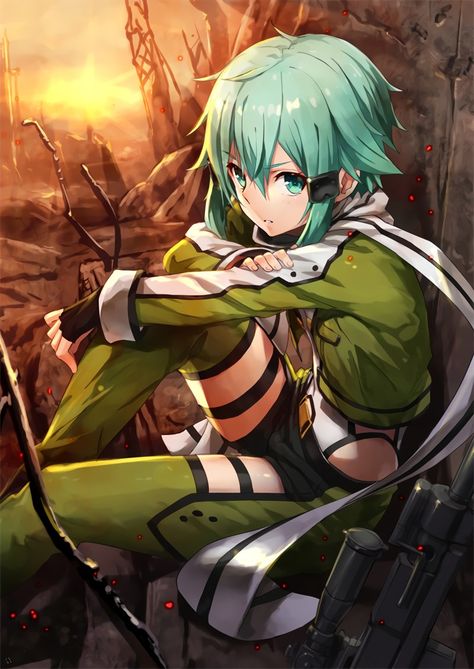 Sword Art Online, Shinon, by gabiran Sinon Sao, Green Hair, An Anime, Manga Girl, Anime Shows, Swords, Anime Character, Manga Art, Online Art