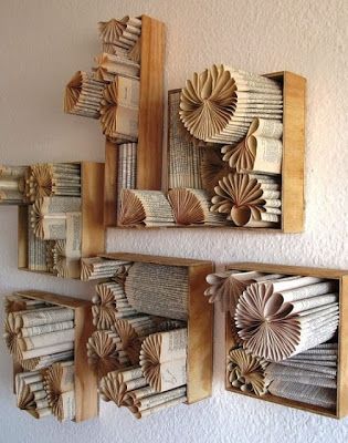 Ashbee Design: Rolled Pages • Folded Book Art • Keri Muller Old Book Crafts, Recycled Books, Book Page Crafts, Folded Book Art, Book Sculpture, Paper Wall Art, Masks Art, Book Folding, Paper Book