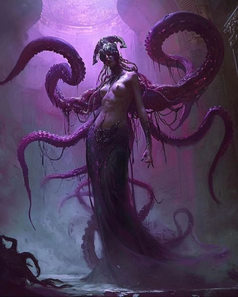 Medusa Pictures, Elder Gods, Lovecraft Monsters, Monster Girls, Alien Concept Art, Warhammer 40k Artwork, Fantasy Monster, Scary Art, Mythical Creatures Art