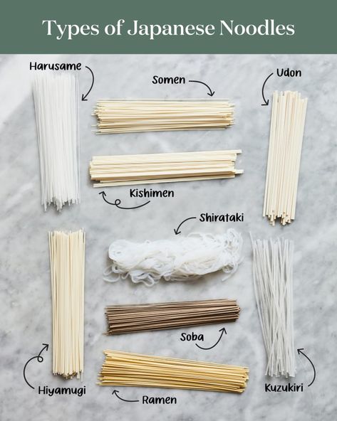 Vegetable Noodle, Homemade Japanese Noodles, Wheat Noodle Recipes, Noodles Types, Japanese Things, Types Of Japanese Food, Noodles Japanese, Noodle Types, Quick Noodles